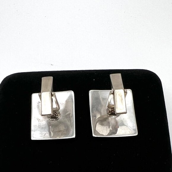 Silver Plate Zuni Design Cuff Links - Picture 4 of 5
